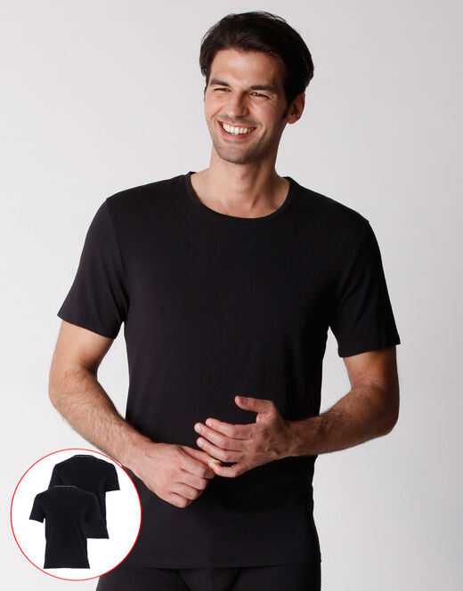 Lovable T-shirt girocollo uomo bipack in cotone biologico, nero
