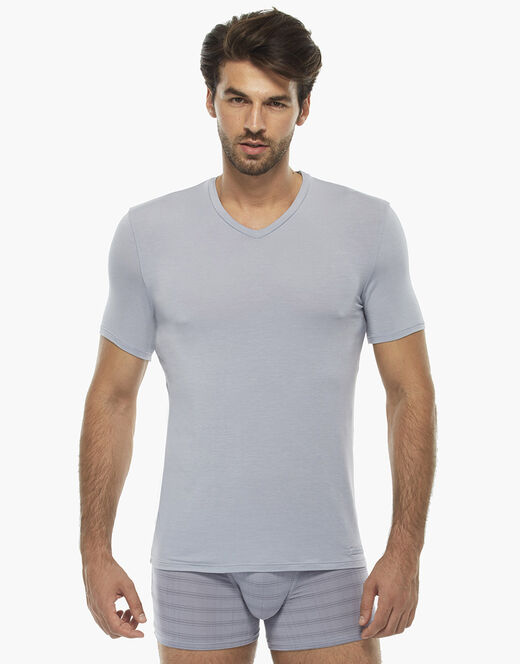 Lovable T-shirt uomo con scollo a v in micromodal, grigio chiaro