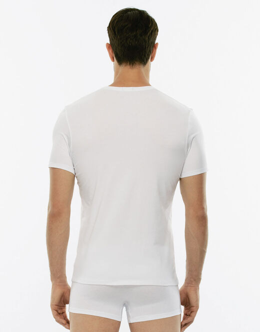 Lovable T-Shirt Uomo Con Scollo A V Profondo Supima Premium Cotton, Bianco