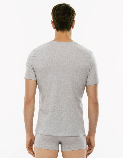 Lovable T-Shirt Uomo Con Scollo A V Profondo Supima Premium Cotton, Grigio Melange