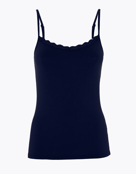 Lovable Top Basic Soul In Viscosa E Pizzo, Blu Scuro