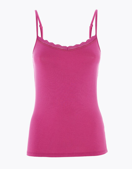 Lovable Top Basic Soul In Viscosa E Pizzo, Rosa Sorbetto