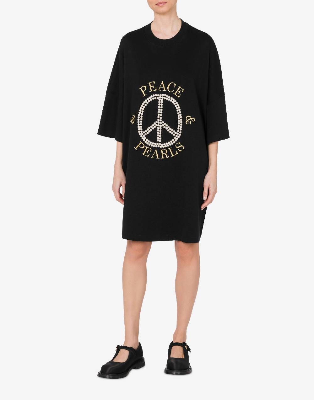 Love Moschino Abito In Interlock Di Cotone Peace & Pearls
