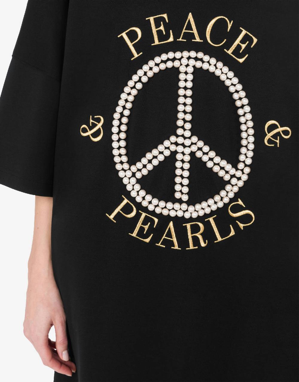 Love Moschino Abito In Interlock Di Cotone Peace & Pearls