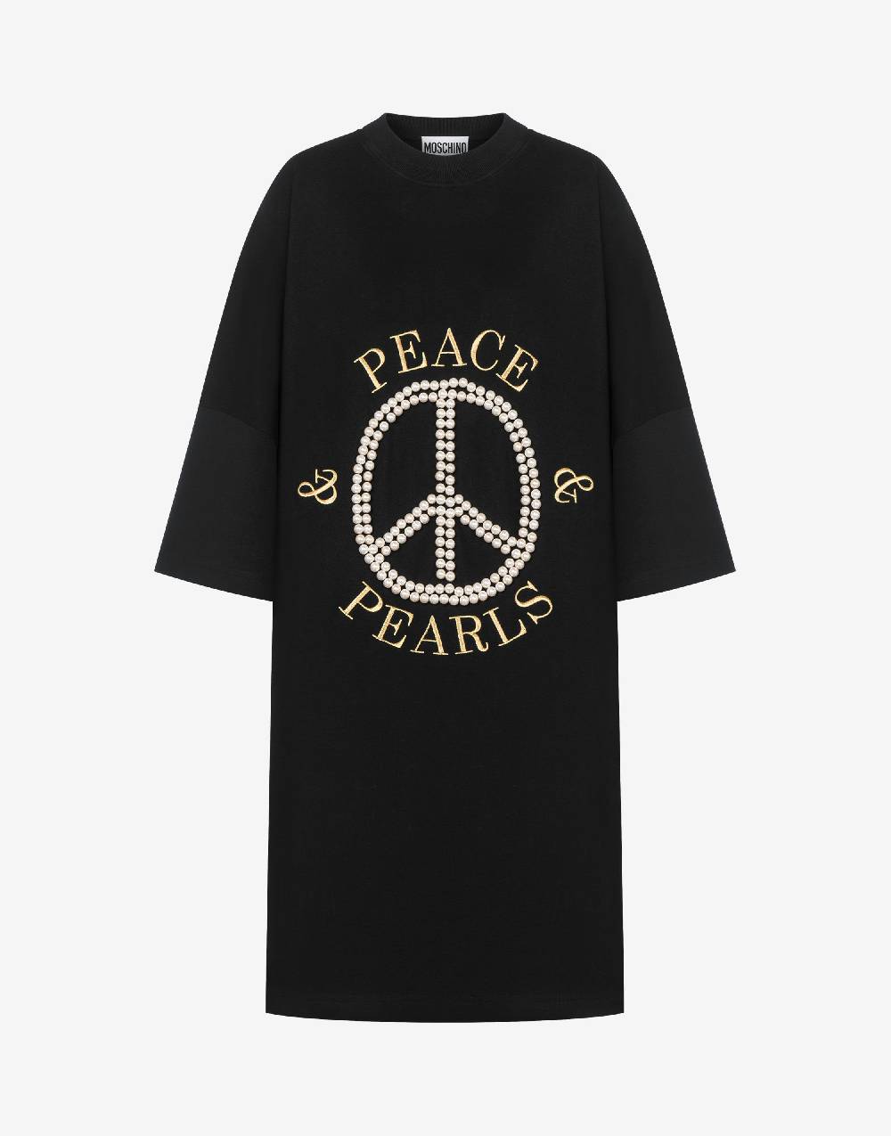Love Moschino Abito in interlock di cotone Peace & Pearls