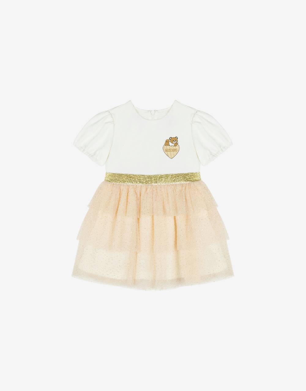 Love Moschino Abito in punto milano e tulle Teddy Heart