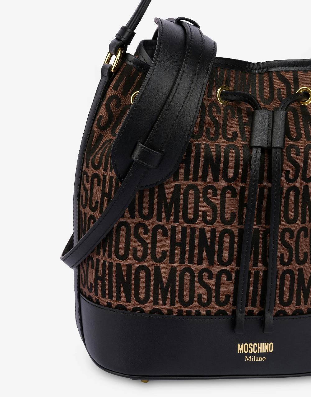 Love Moschino Borsa A Secchiello In Nylon Allover Logo