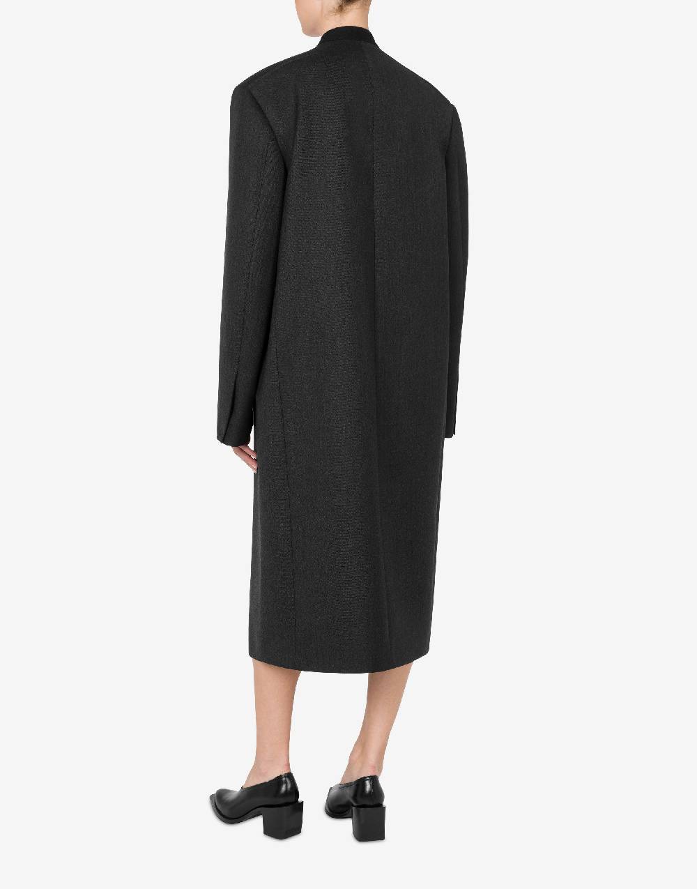 Love Moschino Cappotto In Tela Di Lana Tinto In Filo