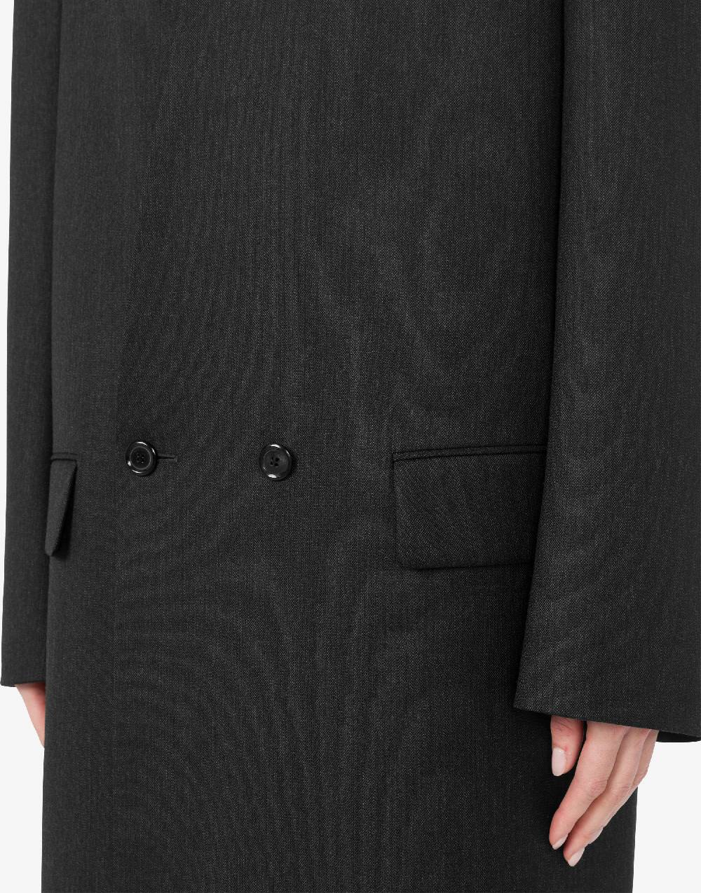 Love Moschino Cappotto In Tela Di Lana Tinto In Filo