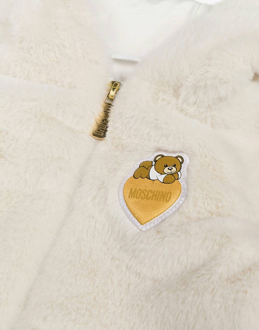 Love Moschino Cappotto In Tessuto Soft Teddy Heart Patch