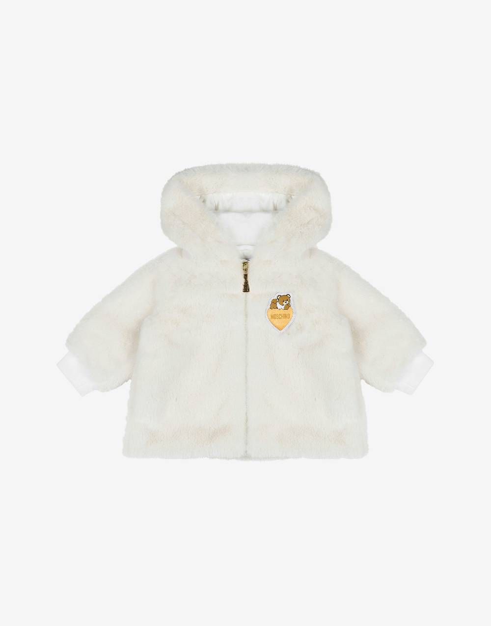 Love Moschino Cappotto in tessuto soft Teddy Heart Patch