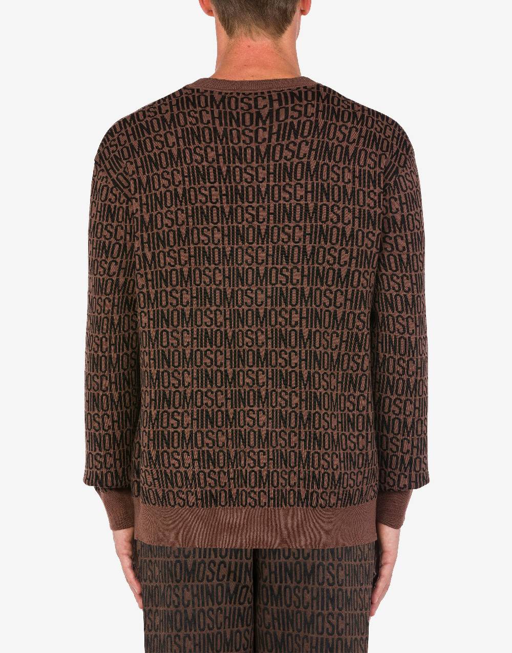Love Moschino Cardigan In Lana Jacquard Allover Logo