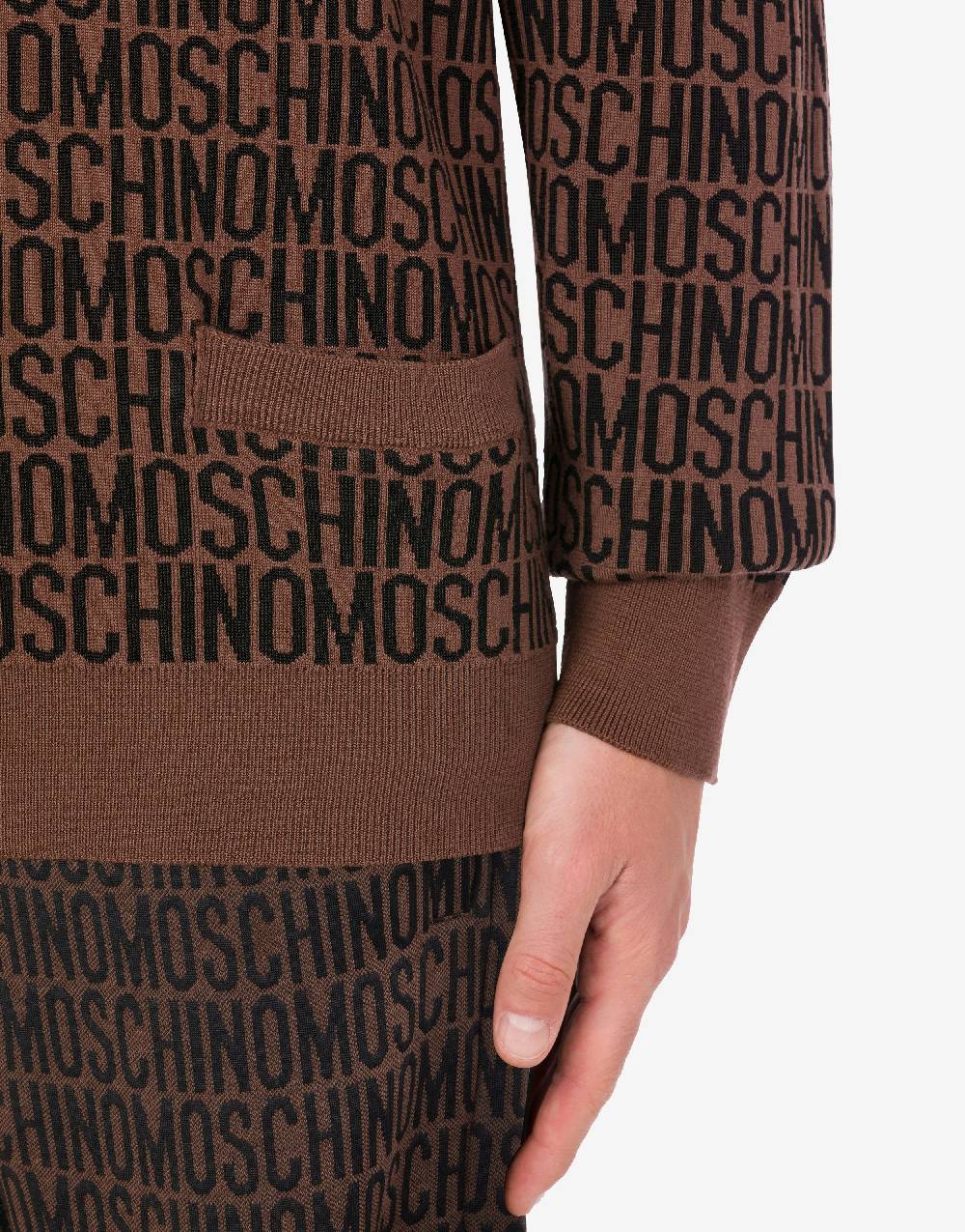 Love Moschino Cardigan In Lana Jacquard Allover Logo