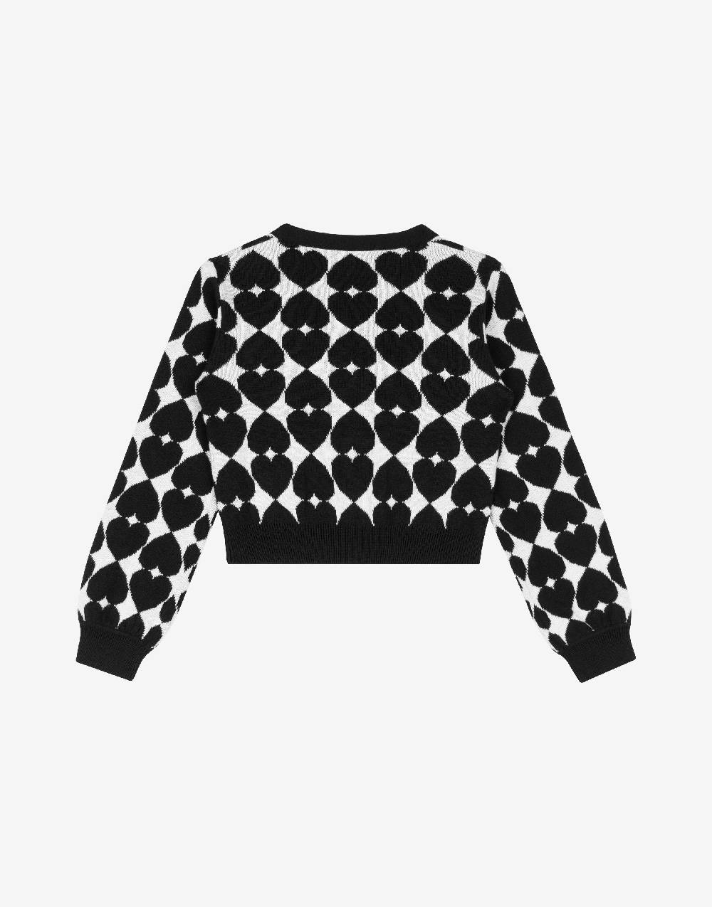 Love Moschino Cardigan In Misto Lana E Cotone Jacquard Hearts