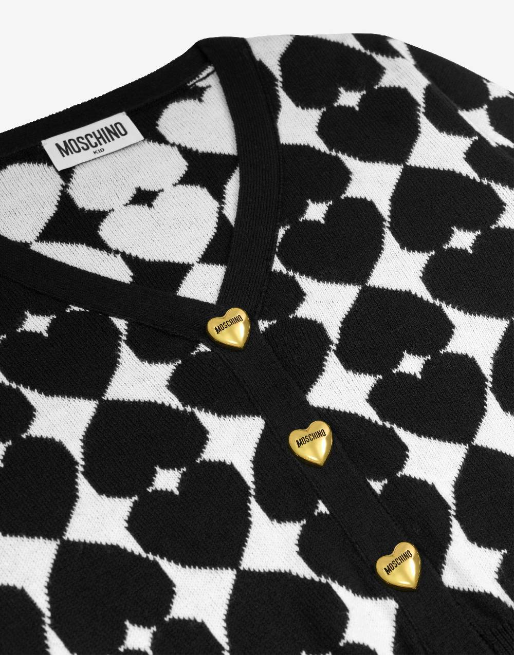 Love Moschino Cardigan In Misto Lana E Cotone Jacquard Hearts