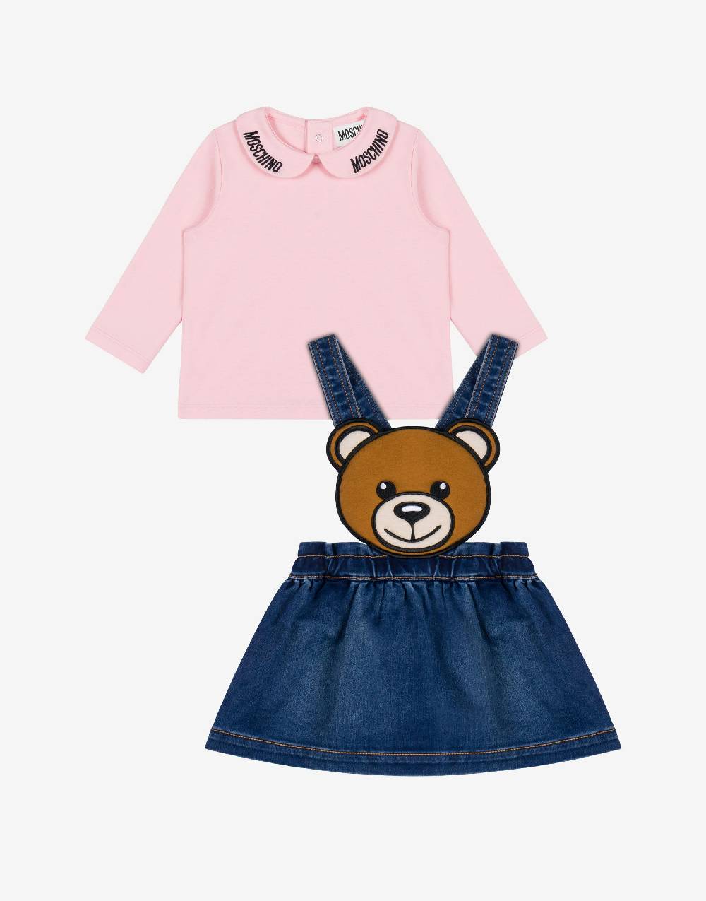 Love Moschino Completo blusa e gonna salopette Moschino Teddy Bear