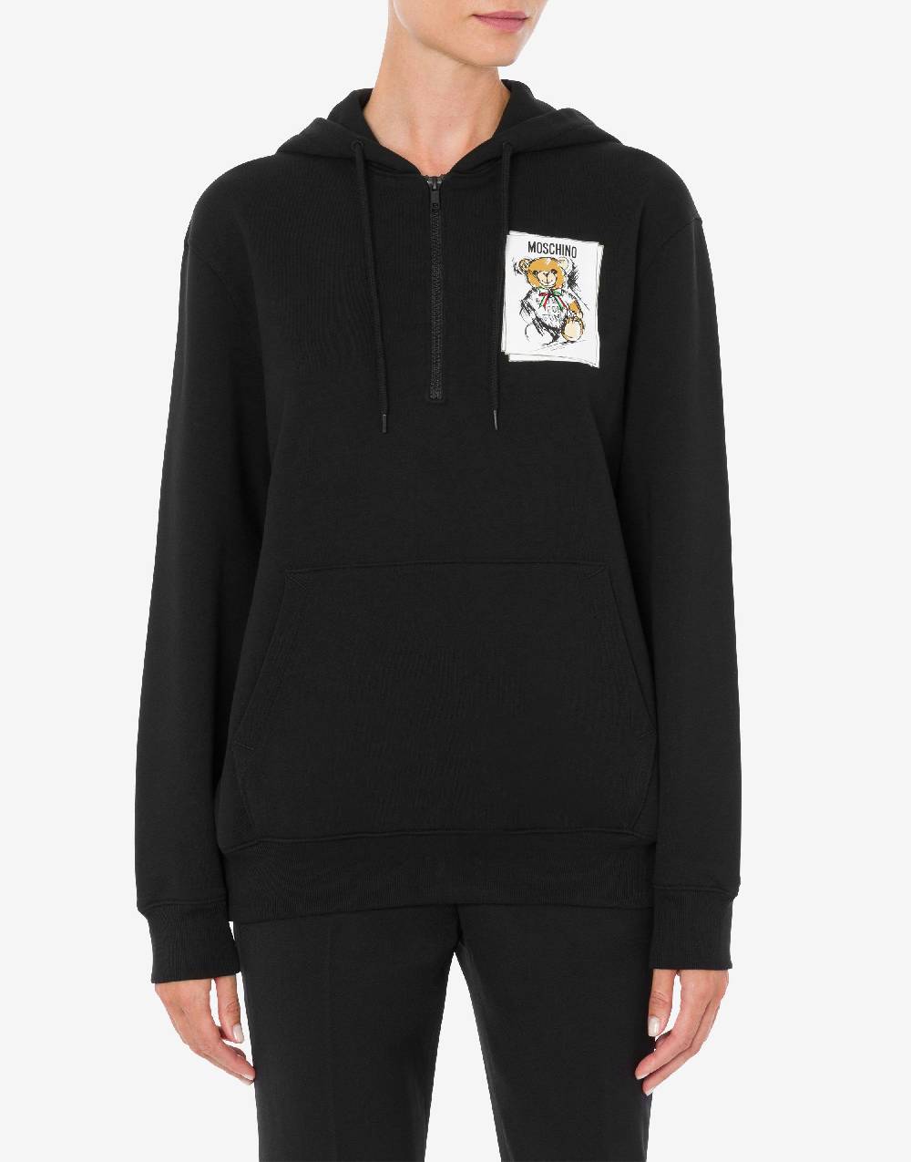 Love Moschino Felpa Con Cappuccio E Zip Drawn Teddy Bear