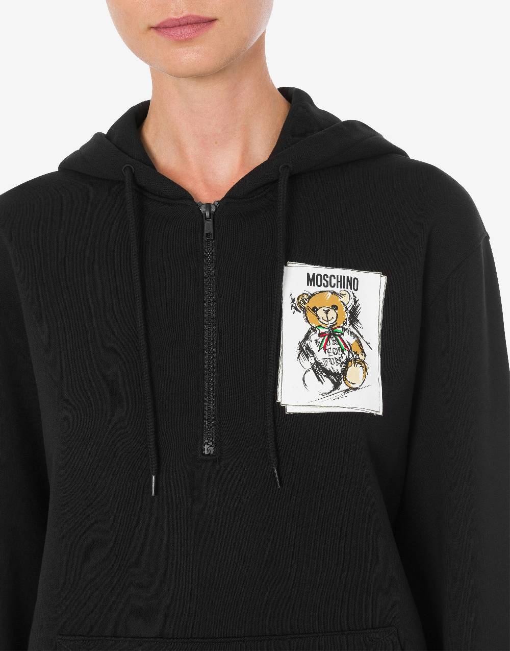 Love Moschino Felpa Con Cappuccio E Zip Drawn Teddy Bear