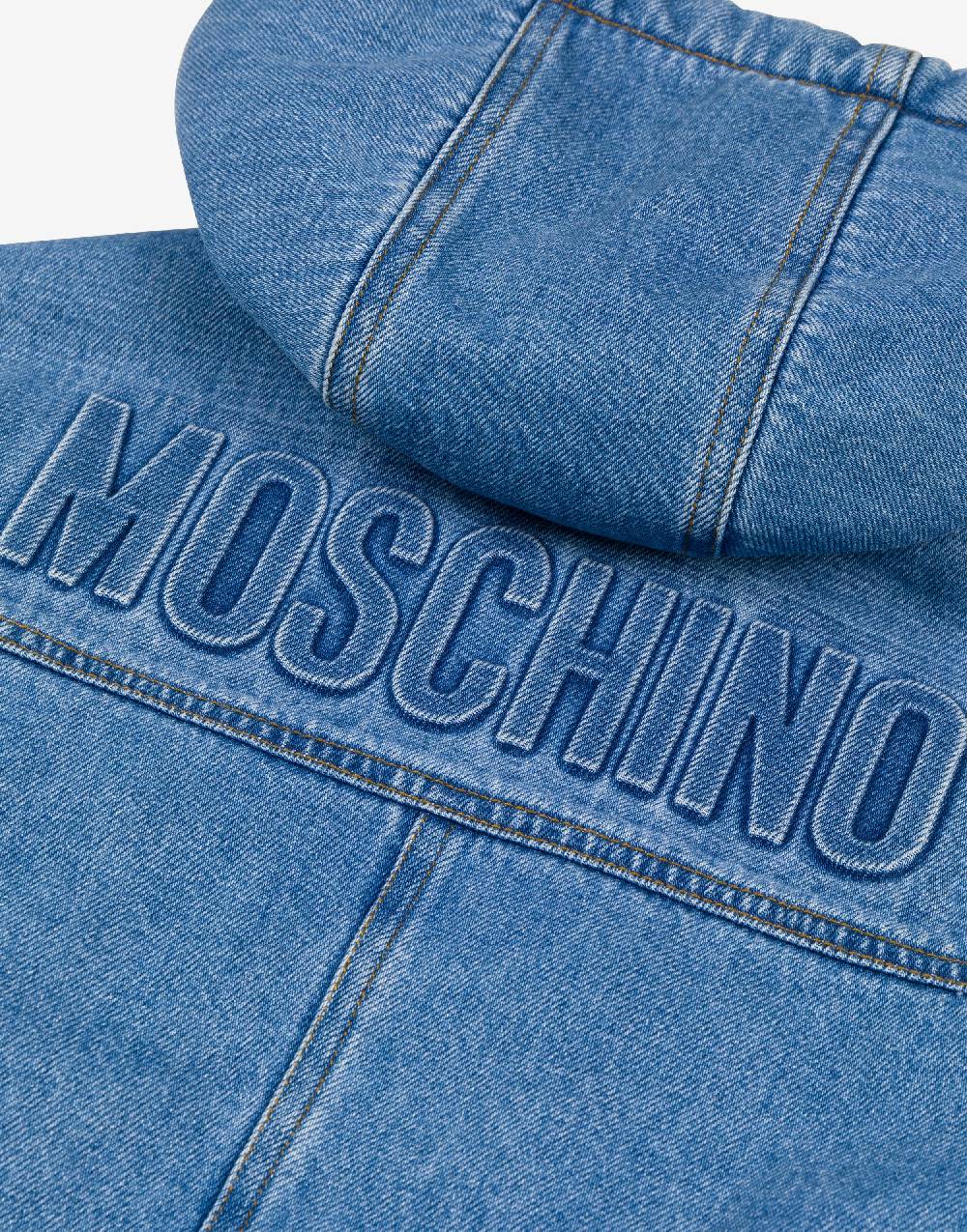 Love Moschino Giacca In Denim Con Cappuccio Embossed Logo