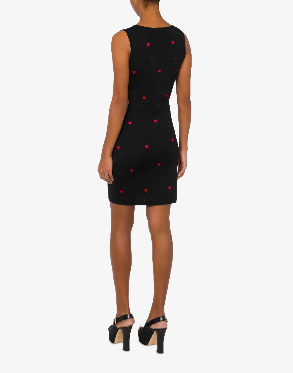 Love Moschino Abito In Lana Con Cuori Allover Logo