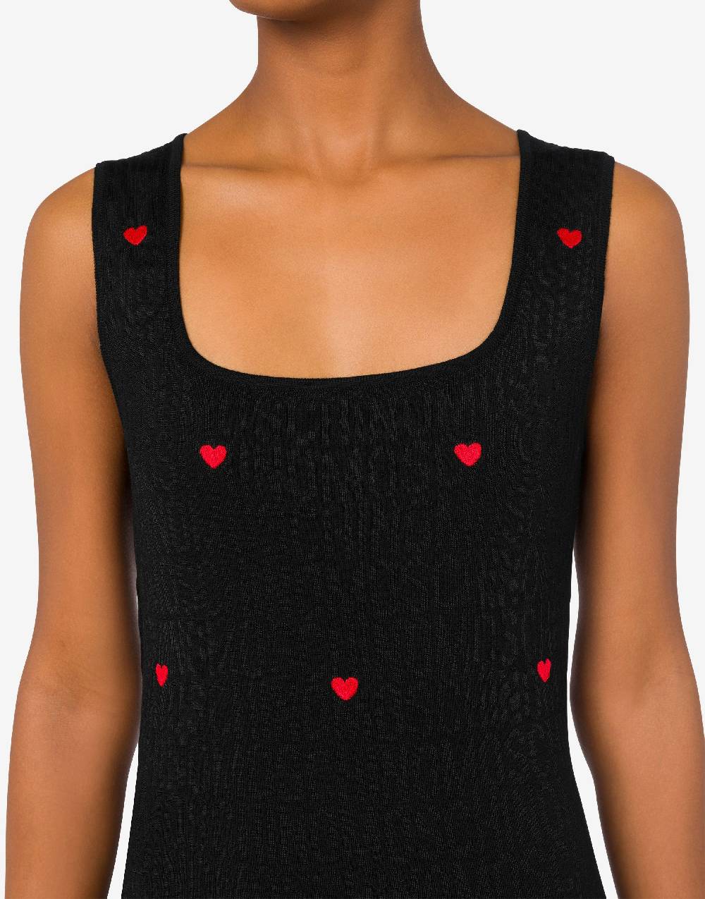 Love Moschino Abito In Lana Con Cuori Allover Logo
