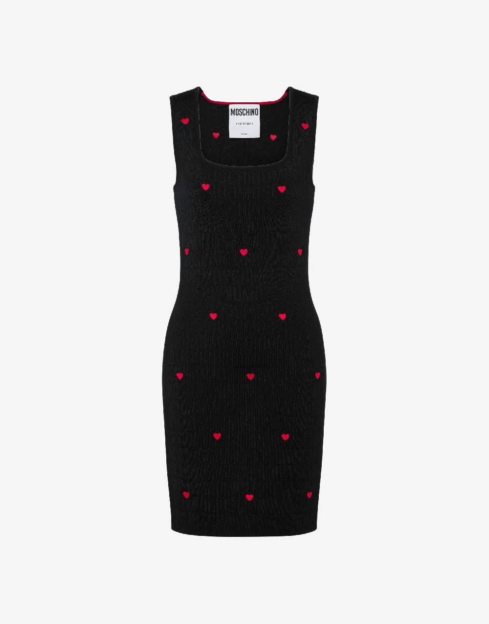 Love Moschino Abito in lana con cuori Allover Logo