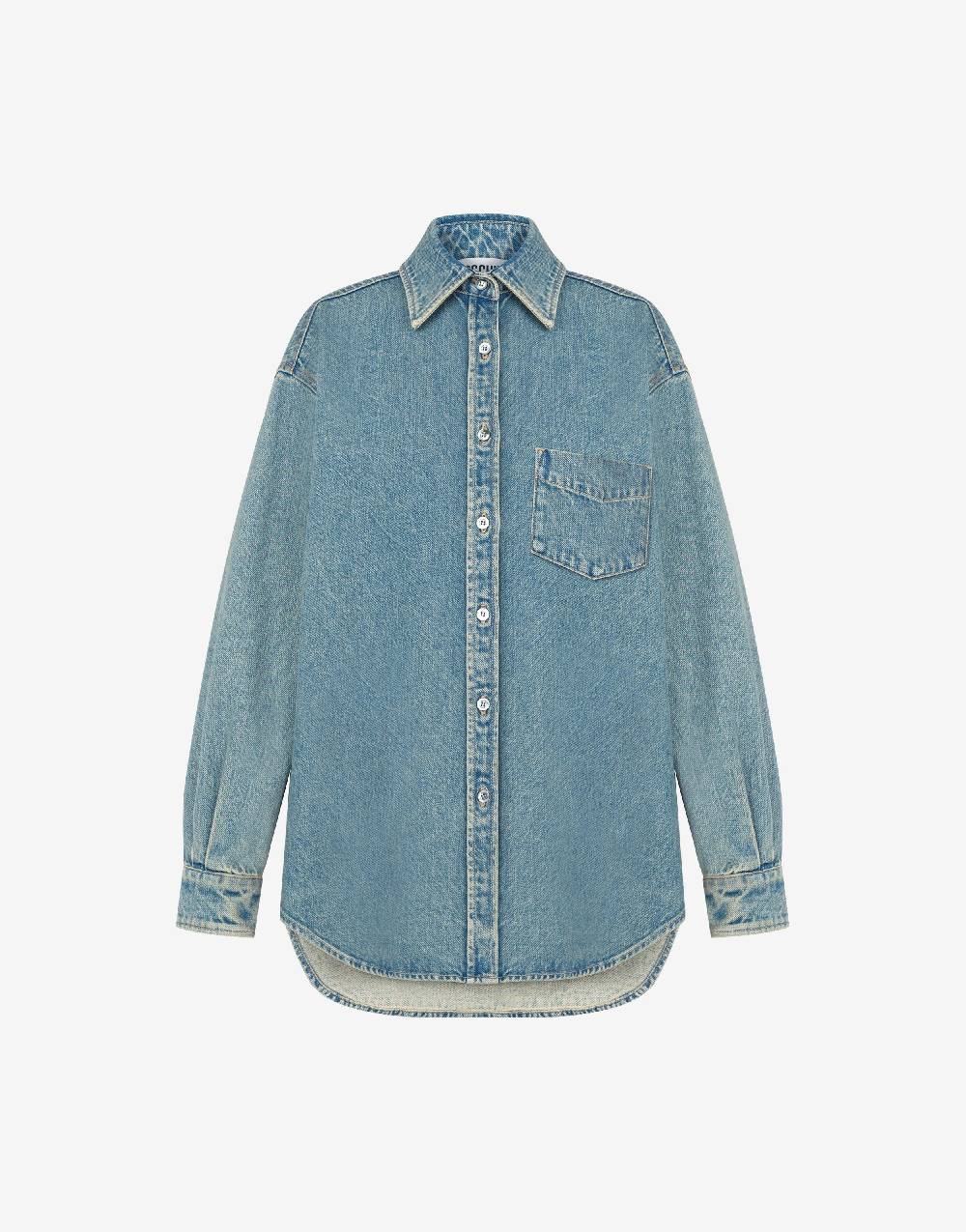 Love Moschino Camicia in denim blu di cotone