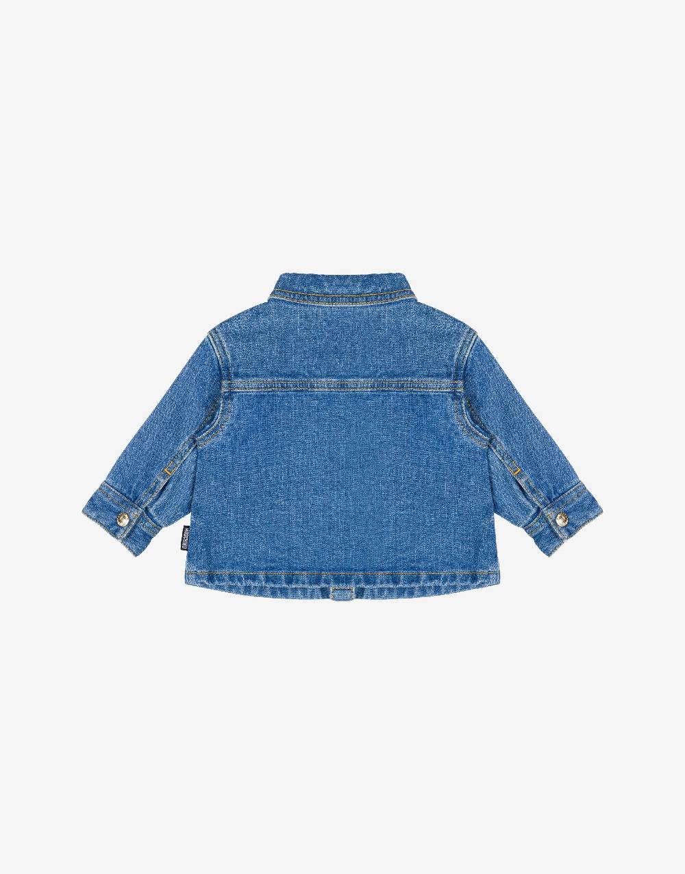 Love Moschino Camicia In Denim Stretch Teddy Patch