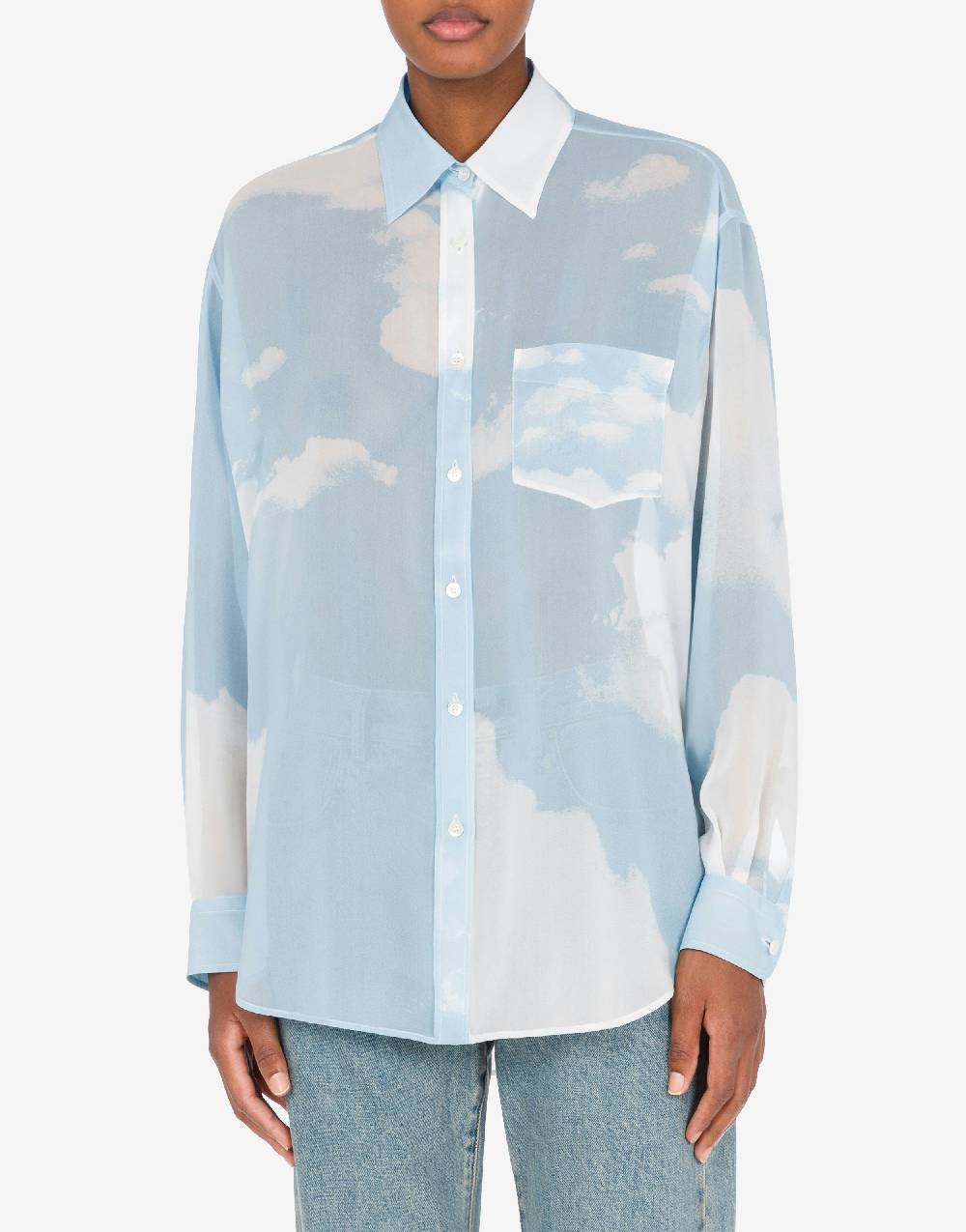 Love Moschino Camicia In Georgette In The Cloud