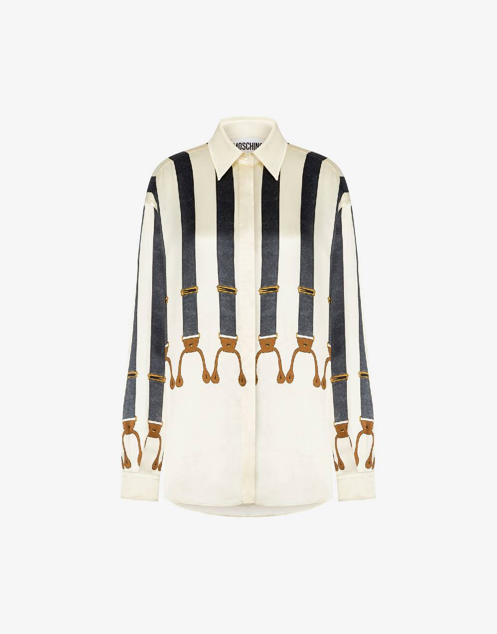 Love Moschino Camicia in raso Suspenders Print