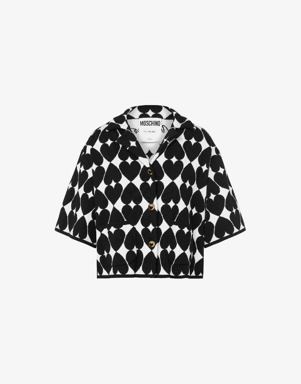 Love Moschino Cardigan cropped con cuori Optical