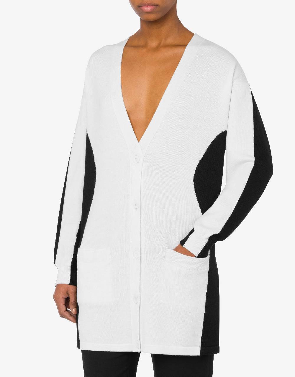 Love Moschino Cardigan In Lana Black And White