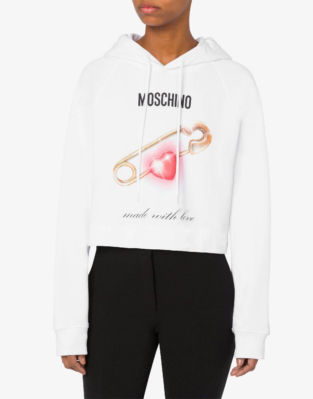 Love Moschino Felpa Cropped Heart Safety Pin