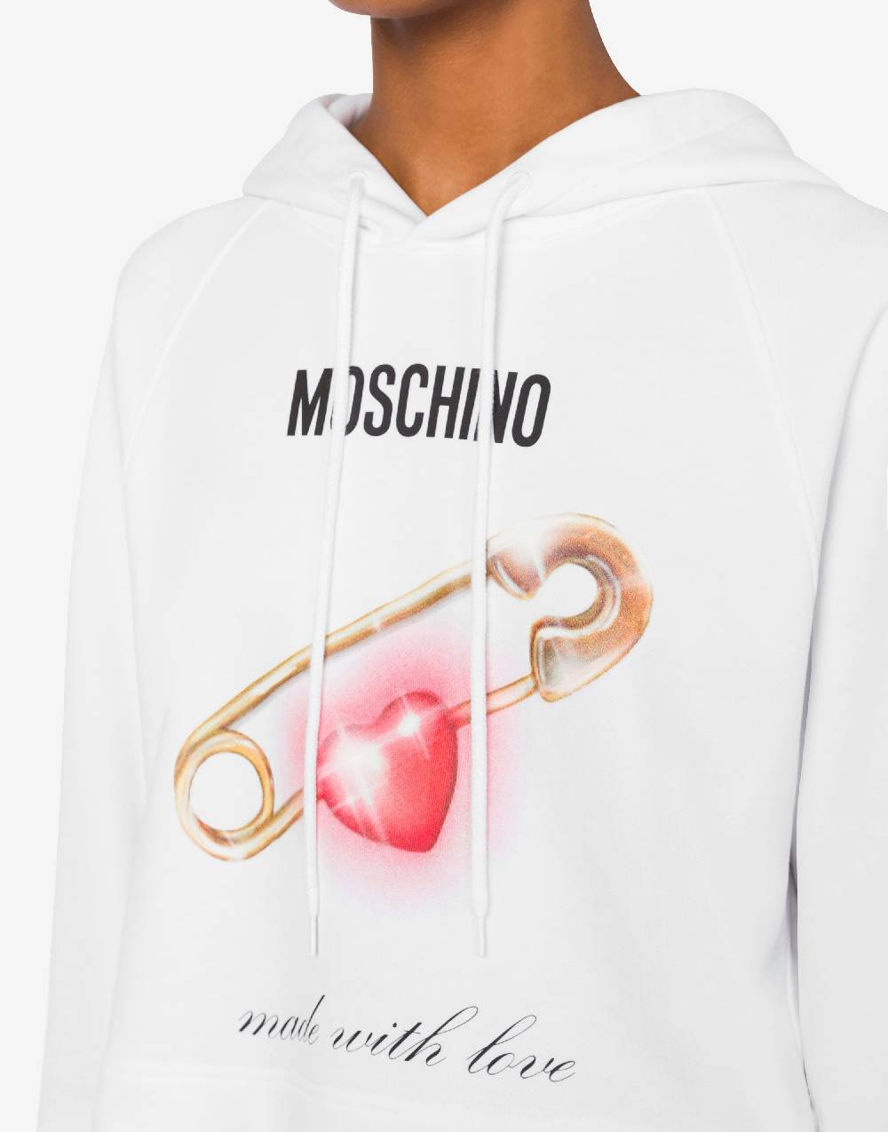 Love Moschino Felpa Cropped Heart Safety Pin