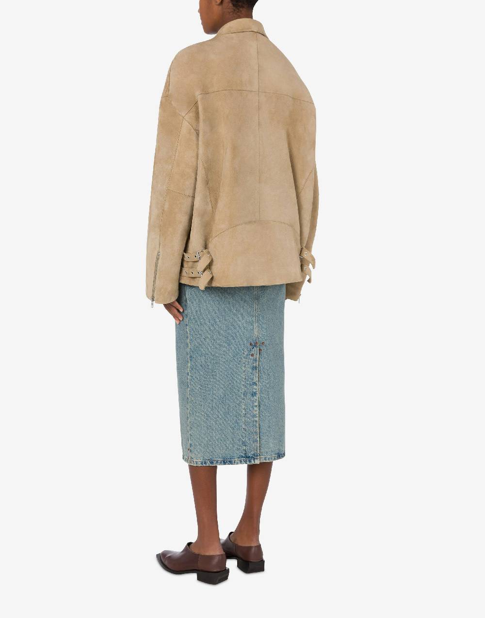 Love Moschino Giacca Biker Oversize In Camoscio