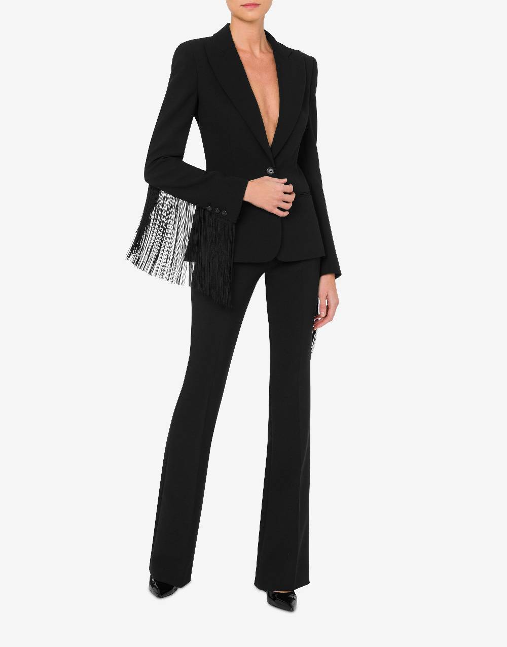 Love Moschino Giacca In Crêpe Con Frange