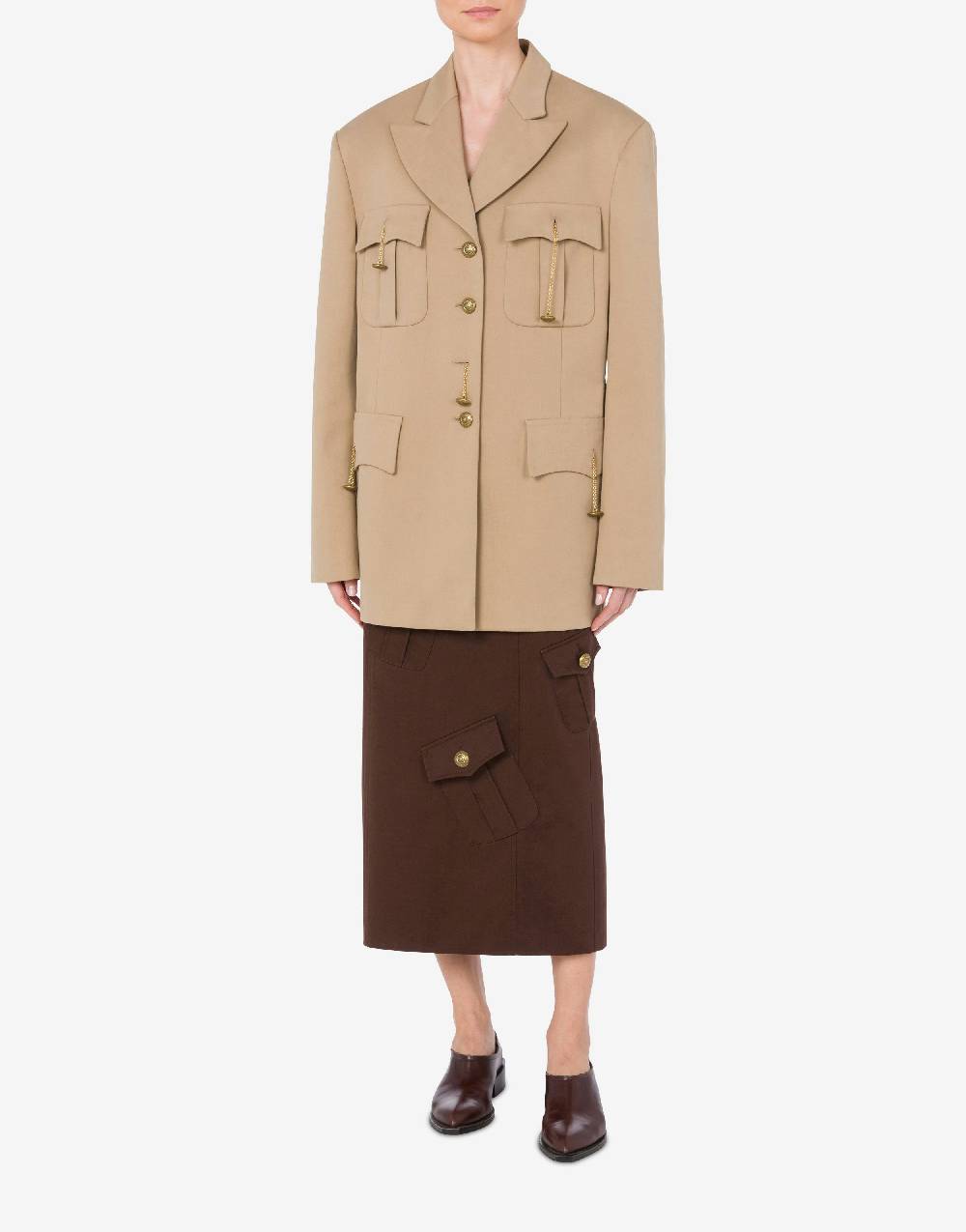 Love Moschino Giacca In Gabardina Military Twist