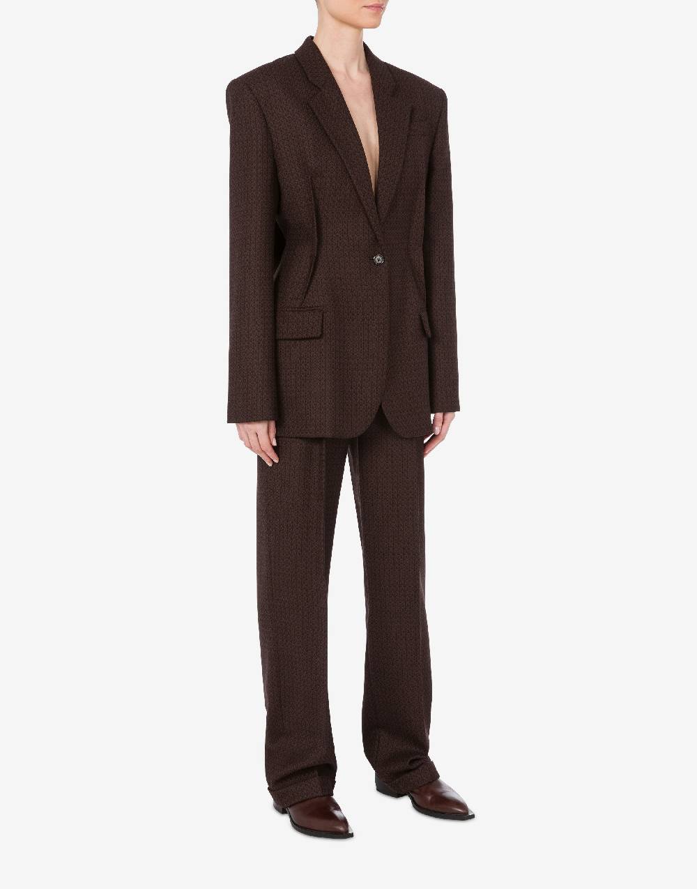 Love Moschino Giacca In Lana Jacquard Peace