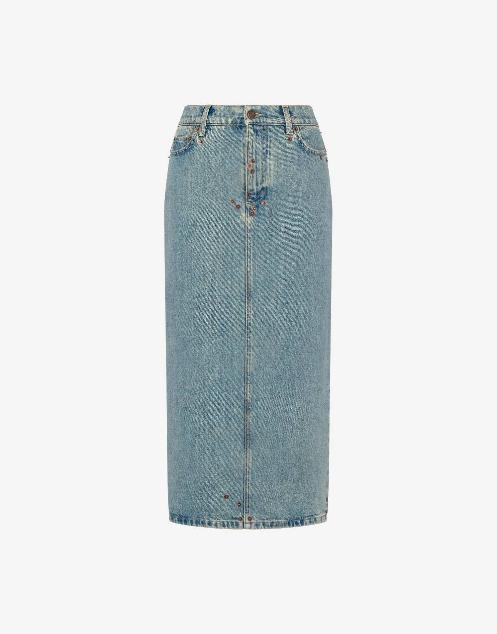 Love Moschino Gonna in denim blu di cotone