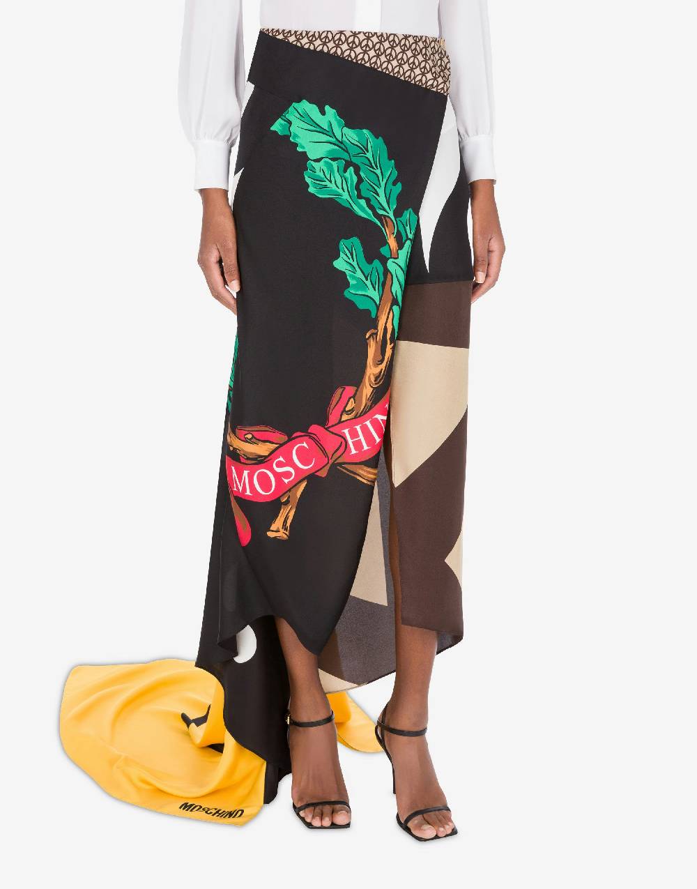 Love Moschino Gonna In Twill Di Seta Patchwork