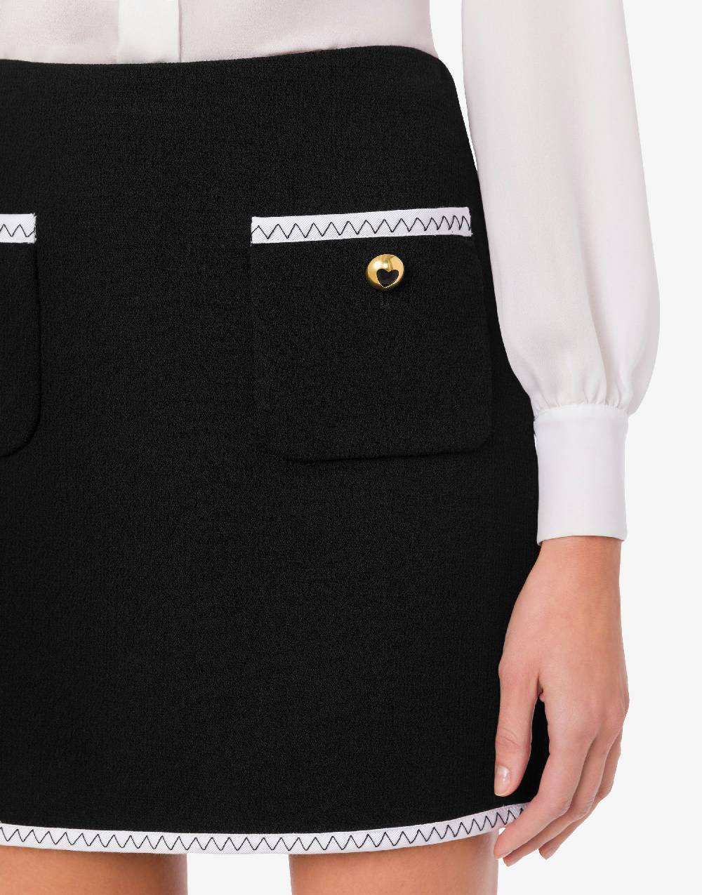 Love Moschino Minigonna Gold Heart Buttons