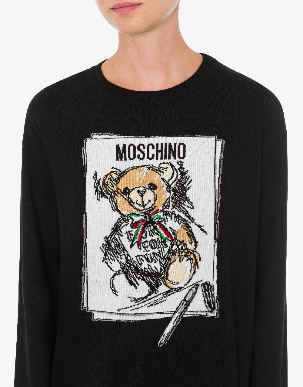 Love Moschino Pullover In Cotone Drawn Teddy Bear