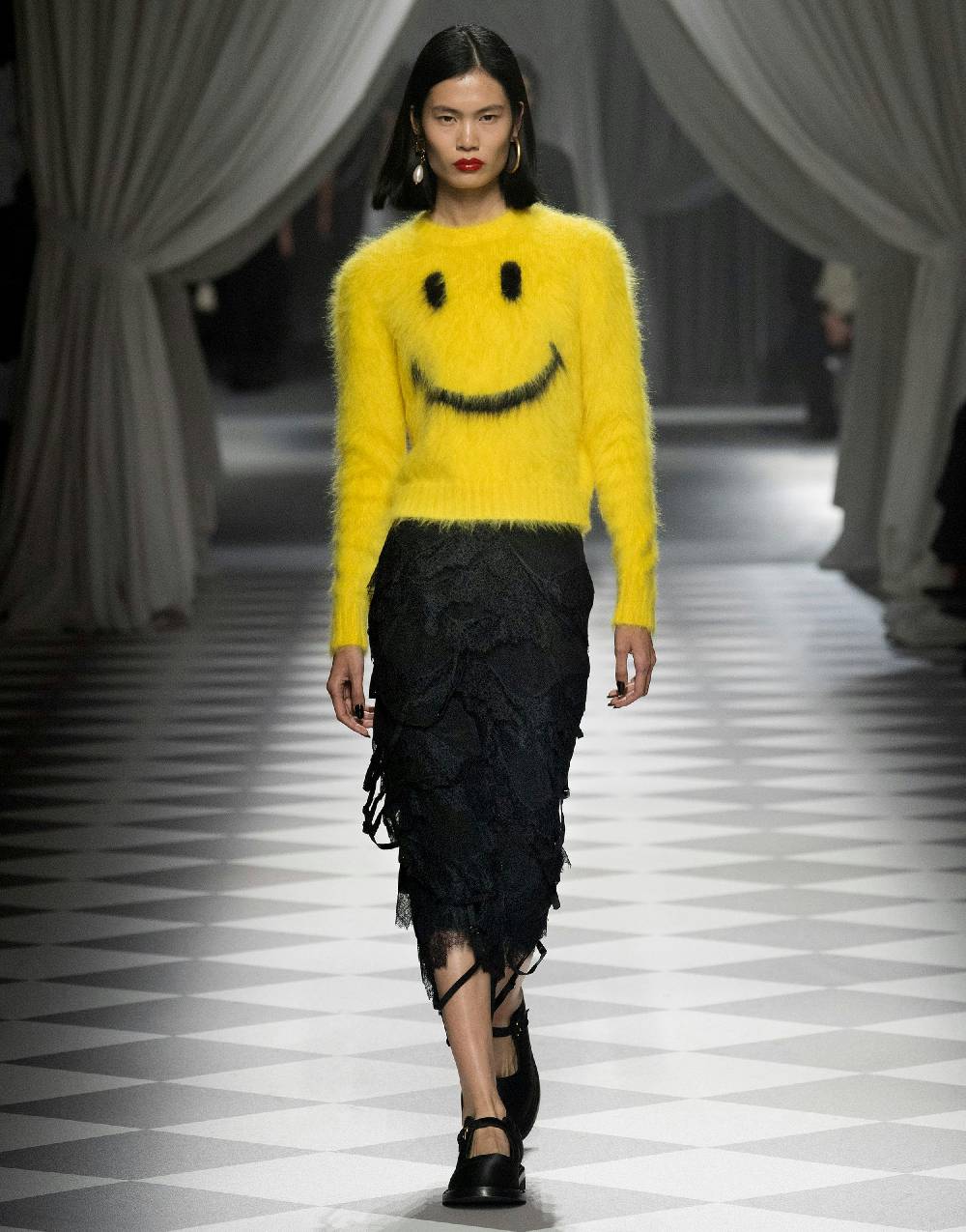 Love Moschino Pullover In Mohair Garzato Smiley