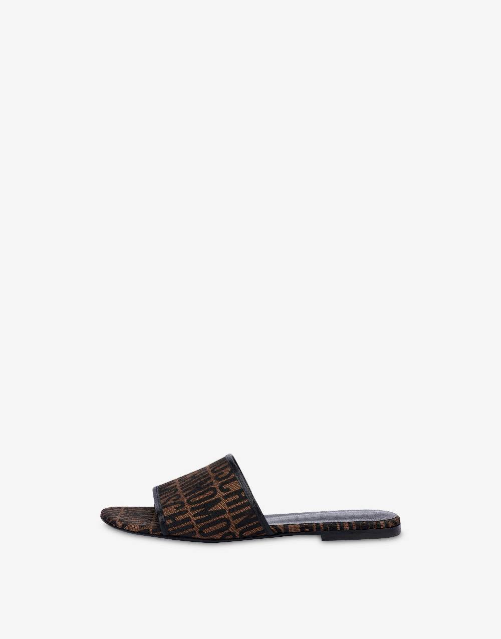 Love Moschino Sandali Flat In Nylon Allover Logo