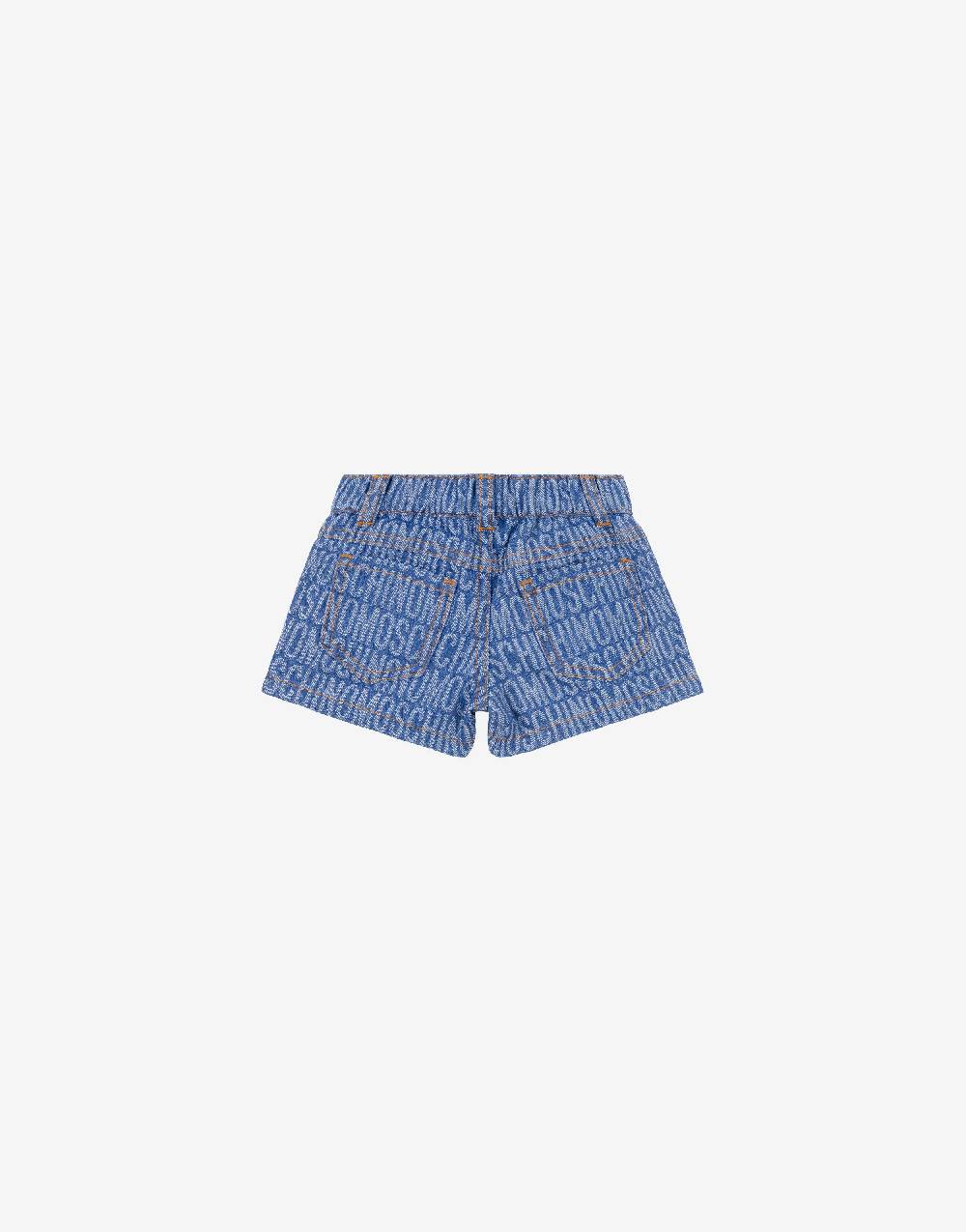 Love Moschino Short In Denim Allover Logo