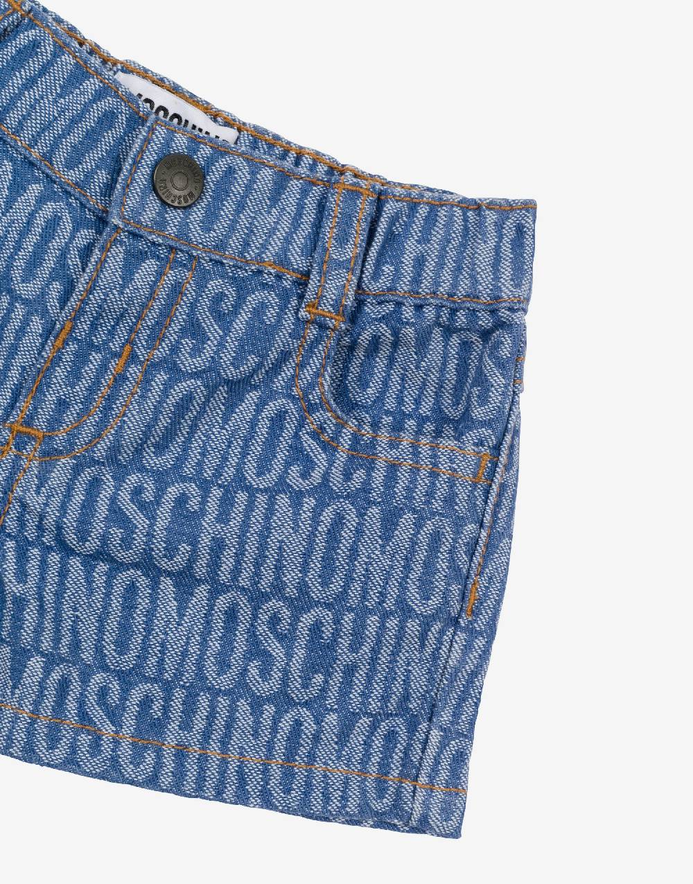 Love Moschino Short In Denim Allover Logo