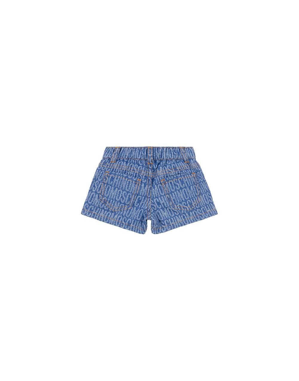 Love Moschino Short In Denim Allover Logo