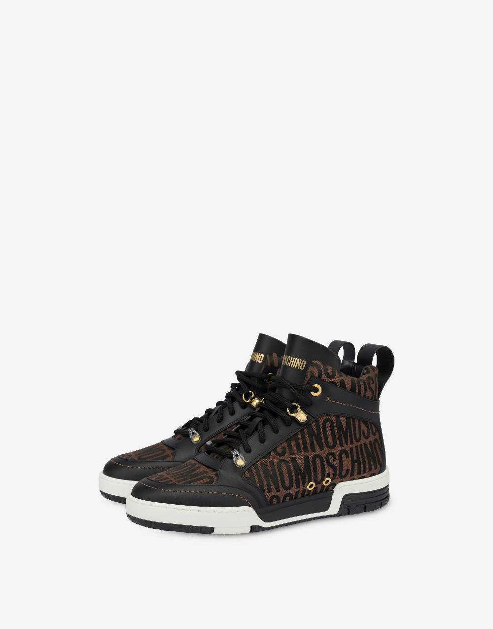 Love Moschino Sneakers alte in nylon Allover Logo