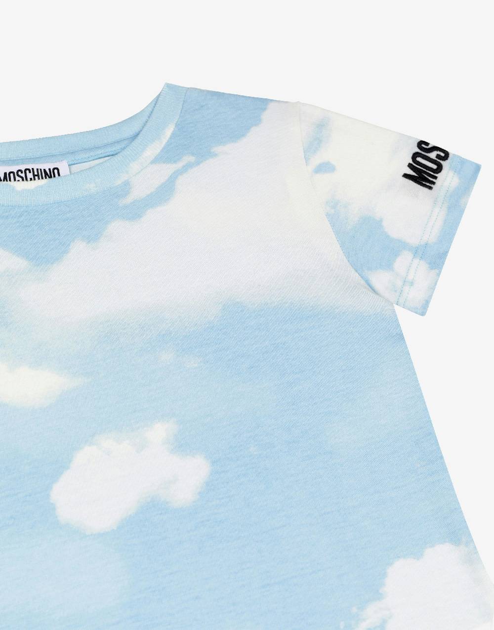 Love Moschino T-shirt In Jersey Allover Clouds
