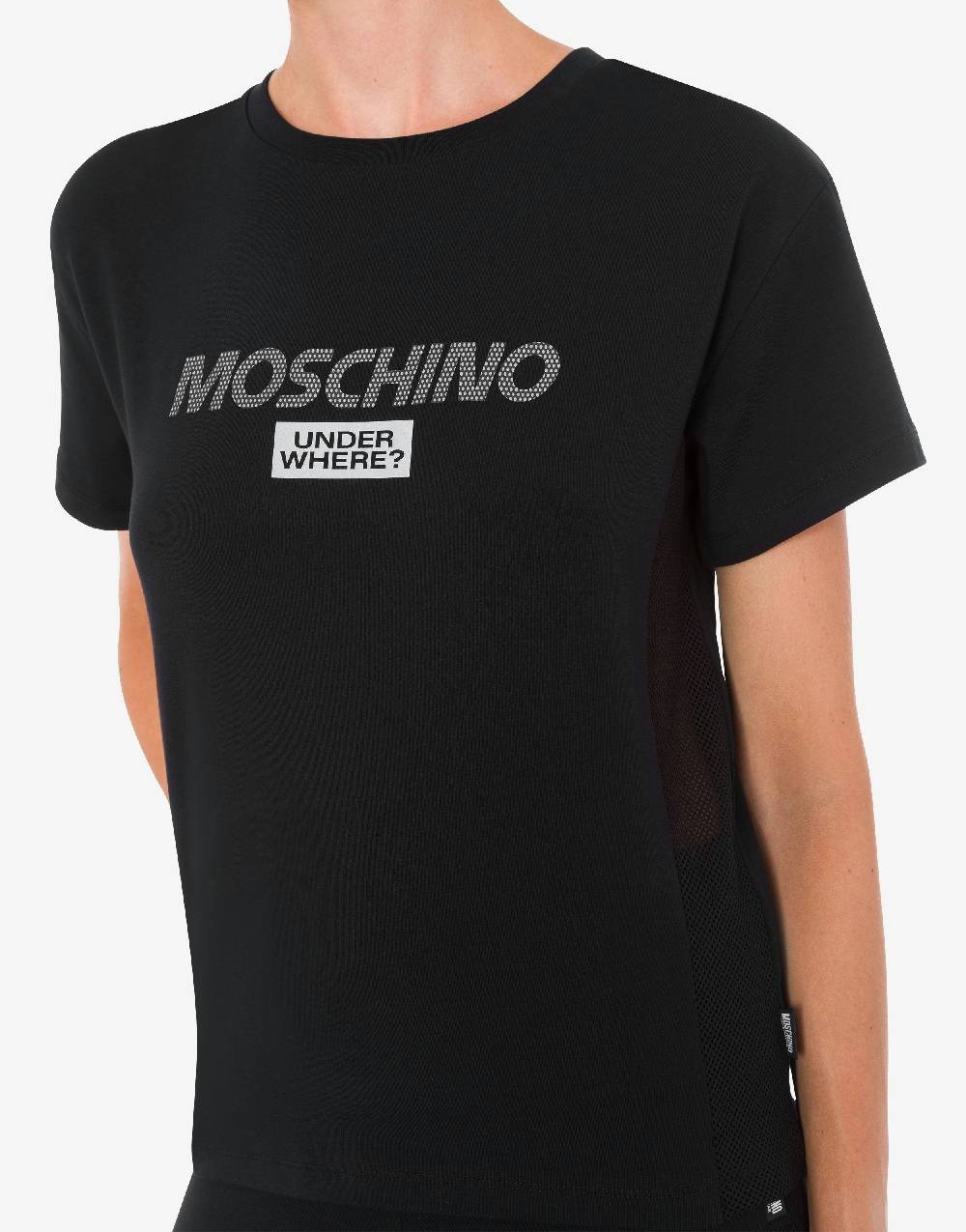 Love Moschino T-shirt In Jersey Stretch Mesh Logo